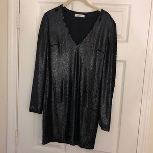 WAYF size small black sequin long sleeve dress